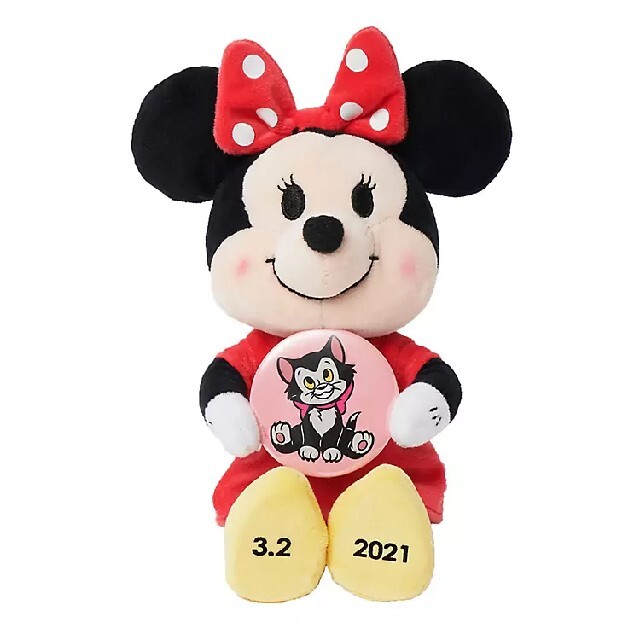 Disney(ディズニー)のぬいもーずミニー🎀フィガロ缶バッチ付き エンタメ/ホビーのおもちゃ/ぬいぐるみ(キャラクターグッズ)の商品写真
