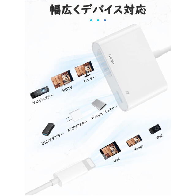 iPhone用 HDMI 変換 アダプタ HDMI 接続 ケーブル スマホ/家電/カメラのテレビ/映像機器(映像用ケーブル)の商品写真
