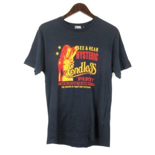 ヒステリックグラマー(HYSTERIC GLAMOUR)のヒステリックグラマー Tシャツ 半袖 プリント M ネイビー(Tシャツ/カットソー(半袖/袖なし))