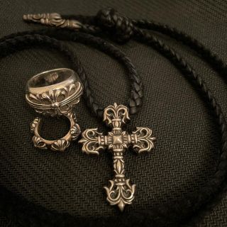 クロムハーツ(Chrome Hearts)のクロムハーツ　フローラルクロスリング　16号(ネックレス)