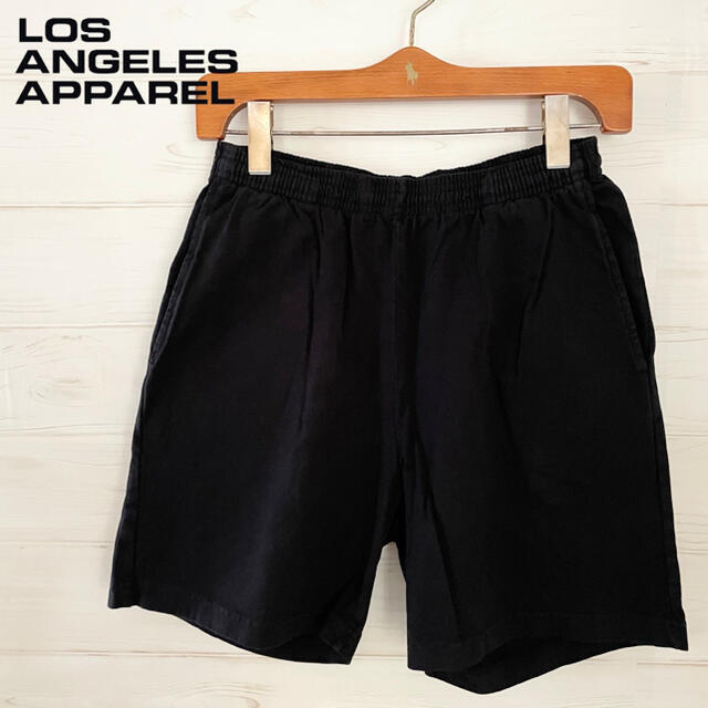 【新品】ロサンゼルスアパレル　tシャツ素材ショーツ　USA製　ブラック黒