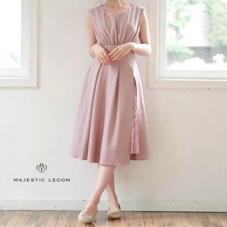 マジェスティックレゴン(MAJESTIC LEGON)のMAJESTICLEGON新品タグ付き バックリボンレース切替ワンピース ピンク(ロングワンピース/マキシワンピース)