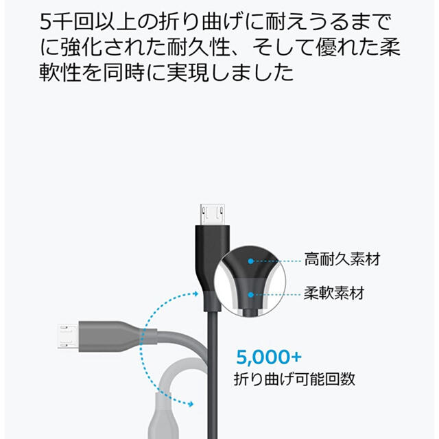 ANDROID(アンドロイド)のアンカー Anker USB ケーブル 2本 Android 充電用 スマホ/家電/カメラのスマートフォン/携帯電話(その他)の商品写真