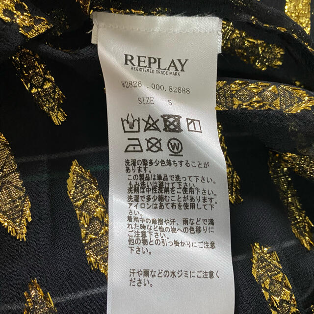 Replay(リプレイ)の【即納】 replay リプレイ Vネックシースルーブラウス ゴールド刺繍 S レディースのトップス(シャツ/ブラウス(長袖/七分))の商品写真