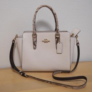 COACH コーチ 2WAYパイソンハンドルバッグアイボリー ショルダーバッグ