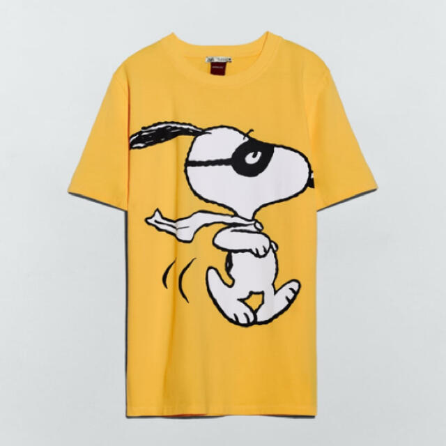 【新品未使用】ZARA スヌーピー Tシャツ ピーナッツ SNOOPY 黄色 L メンズのトップス(Tシャツ/カットソー(半袖/袖なし))の商品写真