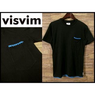 ヴィスヴィム(VISVIM)の美品 visvim ビズビム ニット 切替 胸ポケット 半袖 Tシャツ 黒 S(Tシャツ/カットソー(半袖/袖なし))