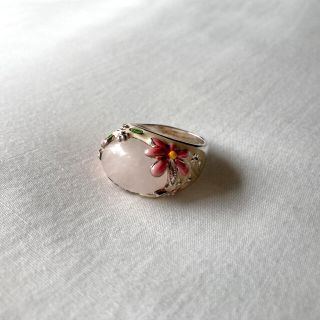 サンタモニカ(Santa Monica)の୨୧ Vintage rétro Pink Stone Flower Ring(リング(指輪))