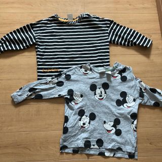 エイチアンドエム(H&M)のH&MTシャツ2枚セット　ミッキーボーダー(Ｔシャツ)