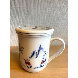 茶器 パンダ 陶器 蓋つき 中国茶器 茶こし付きマグカップ 茶こしマグの