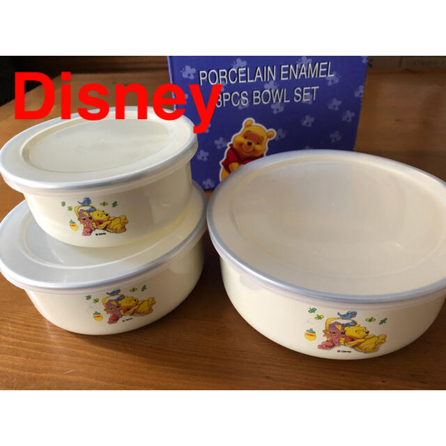 Disney(ディズニー)のプーさん・ホーローボウルセット インテリア/住まい/日用品のキッチン/食器(容器)の商品写真