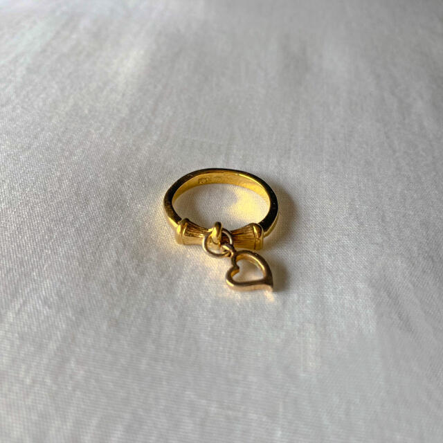 Grimoire(グリモワール)の୨୧ Vintage rétro Gold Heart Ribbon Ring レディースのアクセサリー(リング(指輪))の商品写真