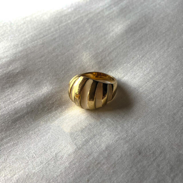 ୨୧ Vintage rétro Stripes Beige Ring レディースのアクセサリー(リング(指輪))の商品写真