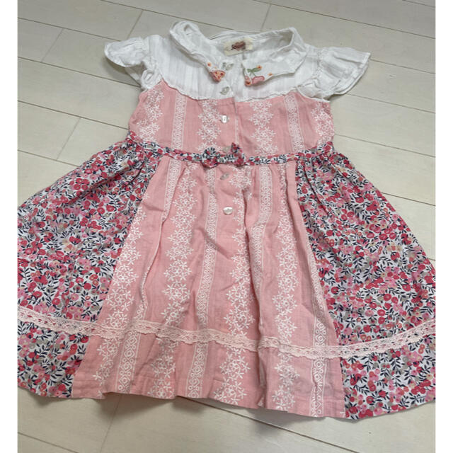 Souris(スーリー)のスーリー ♡ さくらんぼワンピース ピンク 110 キッズ/ベビー/マタニティのキッズ服女の子用(90cm~)(ワンピース)の商品写真