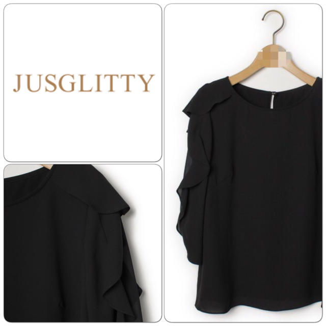 JUSGLITTY(ジャスグリッティー)の美品🎀ジャスグリッティー袖シフォンブラウス ブラック2 レディースのトップス(シャツ/ブラウス(長袖/七分))の商品写真