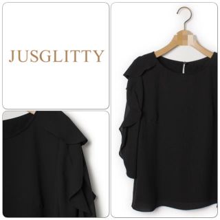 ジャスグリッティー(JUSGLITTY)の美品🎀ジャスグリッティー袖シフォンブラウス ブラック2(シャツ/ブラウス(長袖/七分))