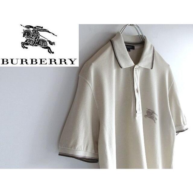 バーバリーロンドン ビッグホースロゴ刺繍 鹿の子ポロシャツ M 日本製