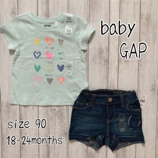 ベビーギャップ(babyGAP)の☆baby  GAP☆ 新品　トップス＆ショートパンツセット　90㎝   ハート(Tシャツ/カットソー)