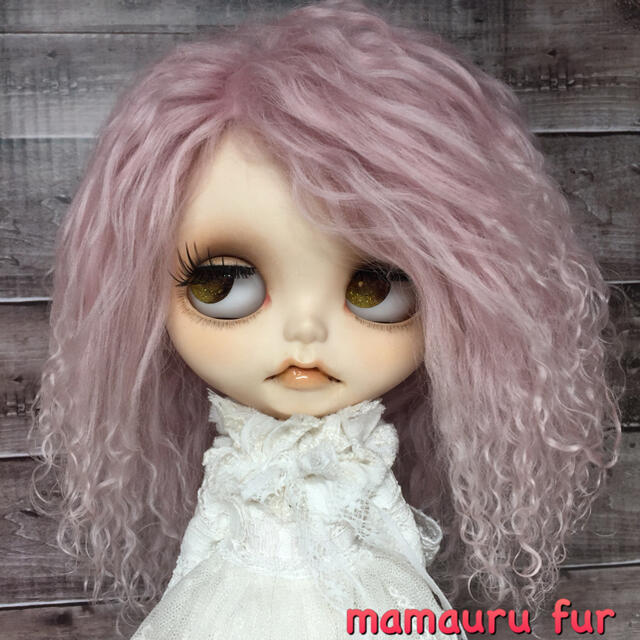 blythe _w-327ライラックピンク✨チベットラムフルスキンウィッグ