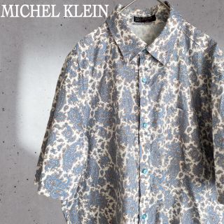 ミッシェルクラン(MICHEL KLEIN)のミッシェルクラン ペイズリー柄 半袖 プルオーバーシャツ シャツ ブルー(シャツ)