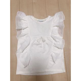 シマムラ(しまむら)の【新品未使用品】白フリルシャツ Tシャツ 110 女の子 キッズ しまむら(Tシャツ/カットソー)