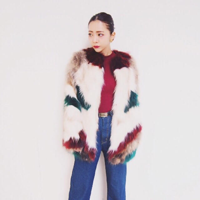 MURUA(ムルーア)のムルーア MURUA マルチカラーミックスファーコート 2015AW 即購入ok レディースのジャケット/アウター(毛皮/ファーコート)の商品写真