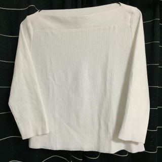 ザラ(ZARA)の【試着のみ】新品✨ボートネックカットソー白 M(カットソー(長袖/七分))