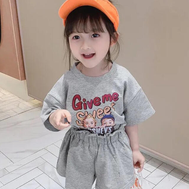 キッズセットアップ　Tシャツ　キュロットパンツ　女の子服夏物トップスグレー90 キッズ/ベビー/マタニティのキッズ服女の子用(90cm~)(その他)の商品写真