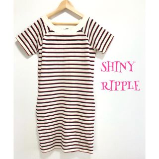 【春服】❤️SHINY RIPPLE❤️ワンピース ポロシャツ 白 ボーダー M(ひざ丈ワンピース)