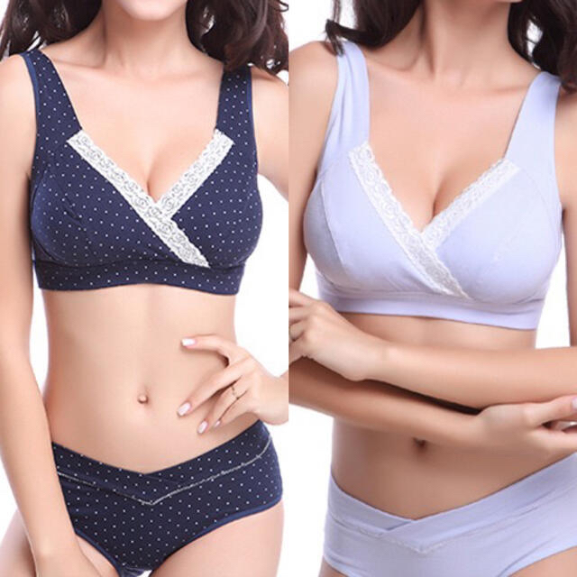 ♡BS1001♡ 2着セット 授乳ブラジャー ショーツ ノンワイヤー 下着 キッズ/ベビー/マタニティのマタニティ(マタニティ下着)の商品写真