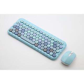 ワイヤレスキーボード マウス セット ブルー かわいい おしゃれ 女子 日本語(PC周辺機器)