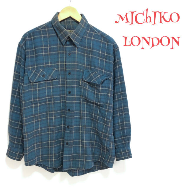 MICHIKO LONDON(ミチコロンドン)の【美品】❤️ミチコロンドン❤️ チェック ネルシャツ ネイビー 青 〈L〉春 夏 メンズのトップス(シャツ)の商品写真