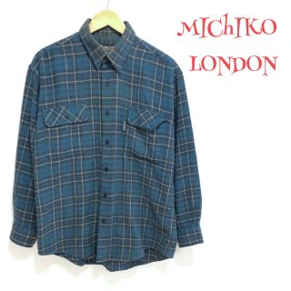 ミチコロンドン(MICHIKO LONDON)の【美品】❤️ミチコロンドン❤️ チェック ネルシャツ ネイビー 青 〈L〉春 夏(シャツ)