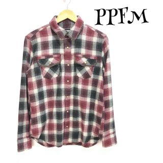 ピーピーエフエム(PPFM)の【美品】❤️PPFM❤️ ネルシャツ チェック 黒 赤 〈M〉 春 夏 メンズ(シャツ)