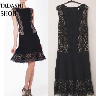 タダシショウジ(TADASHI SHOJI)のタダシショウジ　　ワンピース　レース　黒　S M  フレア　結婚式(ひざ丈ワンピース)