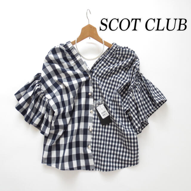 SCOT CLUB(スコットクラブ)の新品15,120円■スコットクラブ パールボタン  チェック柄ブラウス レディースのトップス(シャツ/ブラウス(半袖/袖なし))の商品写真