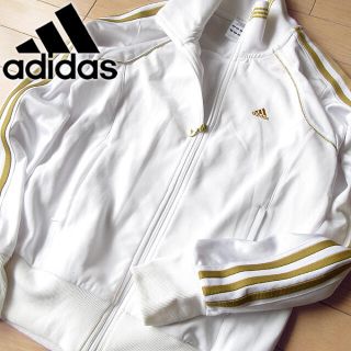 アディダス(adidas)の超美品 M アディダス レディース ジャージ/ジャケット ホワイト×ゴールド(その他)