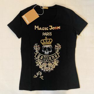 ガリアーノ(GALLIANO)のタグ付き！galliano Tシャツ　Mサイズ　黒　新品未使用　スパンコール(Tシャツ(半袖/袖なし))