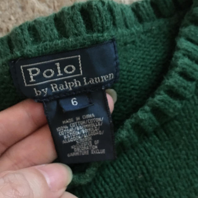 Ralph Lauren(ラルフローレン)のラルフローレン ポロベア モスグリーン コットンニット キッズ 6 キッズ/ベビー/マタニティのキッズ服男の子用(90cm~)(ニット)の商品写真