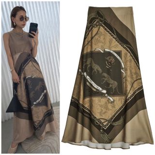 アメリヴィンテージ(Ameri VINTAGE)のタグ付き★ MEDI TWIN CHEETAH FAKE SCARF SKIRT(ロングスカート)