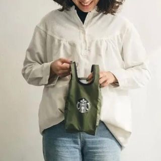 スターバックスコーヒー(Starbucks Coffee)の台湾 スターバックス カーキ タンブラーバッグ ドリンクホルダー バッグ(トートバッグ)