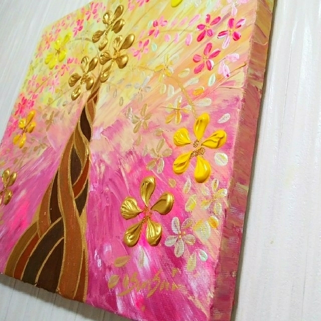 風水開運絵画*幸せ実りの招財樹 3D 幸せの木 金のなる木 金運愛情 勝負仕事 3