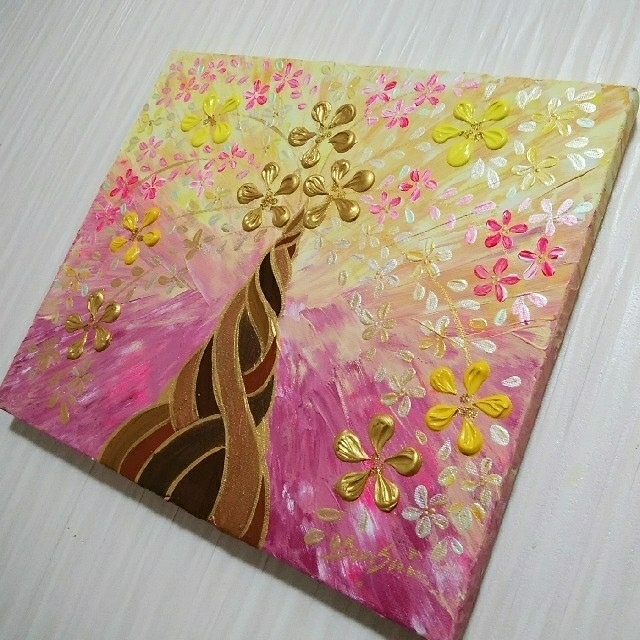 風水開運絵画*幸せ実りの招財樹 3D 幸せの木 金のなる木 金運愛情 勝負仕事 4