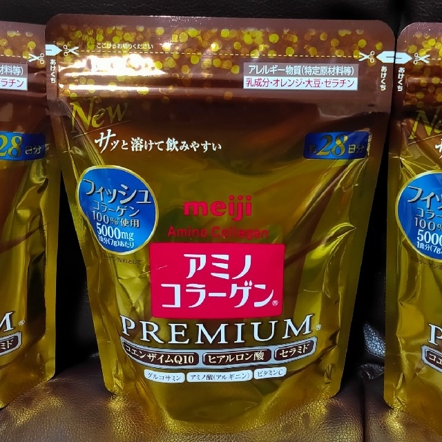 明治(メイジ)の明治 アミノコラーゲン プレミアム 約28日分 196g 3個セット 食品/飲料/酒の健康食品(コラーゲン)の商品写真