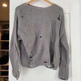 エイチアンドエイチ(H&H)のh&m サマーニット　ダメージグレー　新品(ニット/セーター)