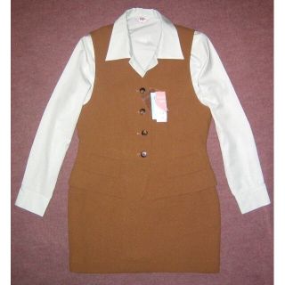 新品 15号 事務服 オフィススーツ OL制服 大きいサイズT268(ベスト/ジレ)