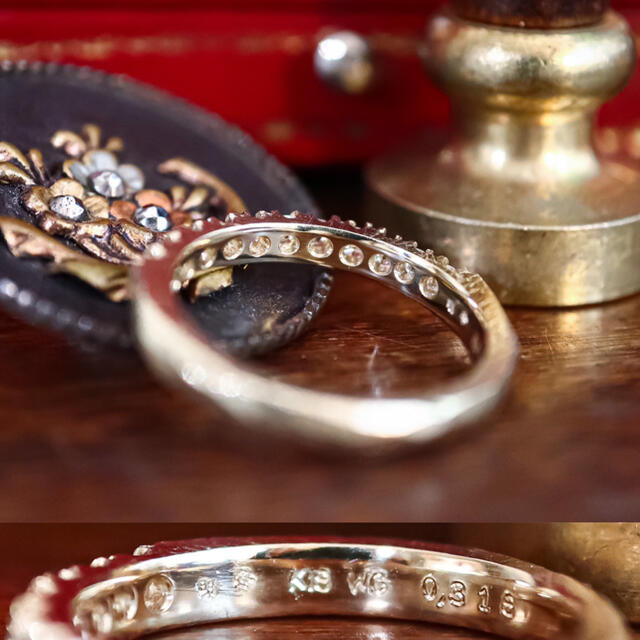 手作りハンマーリングk18 wg◇最高品質ダイヤモンドリング レディースのアクセサリー(リング(指輪))の商品写真