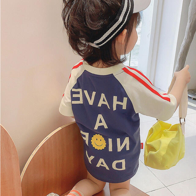 キッズTシャツワンピース　ニコちゃんロゴトップス　女の子服夏物ピンク90 キッズ/ベビー/マタニティのキッズ服女の子用(90cm~)(ワンピース)の商品写真