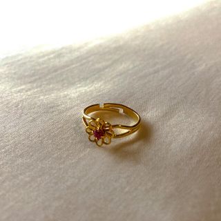 フラワー(flower)の୨୧ Vintage rétro Gold Flower Pink ring(リング(指輪))