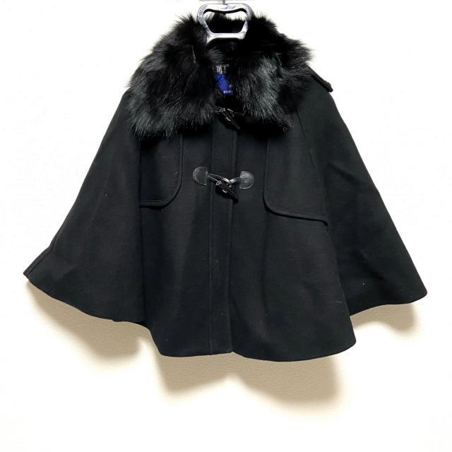 バーバリー#ブルーレーベル#BURBERRY#コート#ポンチョ#ファー#黒#M-